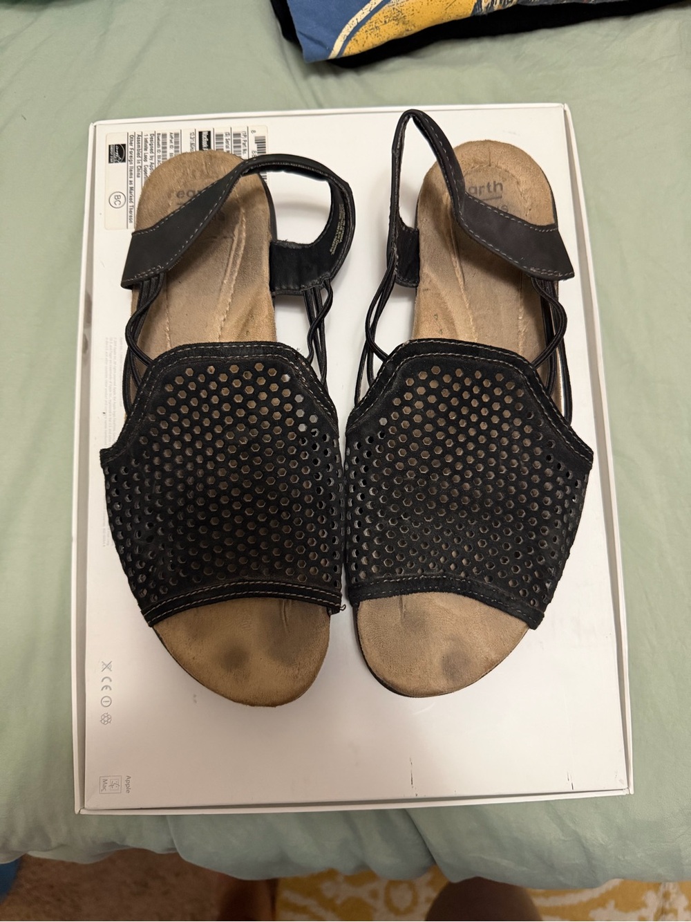 Earth Origins Black Perforated Slingback Sandals